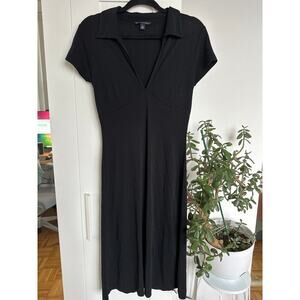 Banana Republic Short Sleeved Collared Deep V-Neck Midi Empire Waist Dress, Med